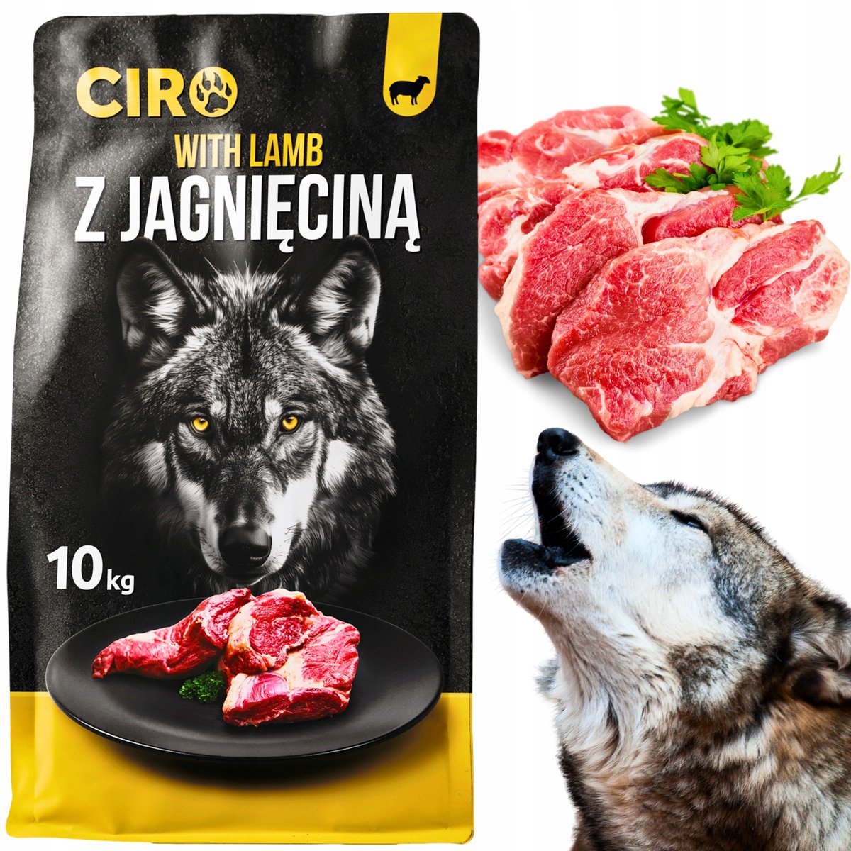 Karma dla Psa Sucha z Jagnięciną 10 kg 41% MIĘSA Ciro Wszystkie Rasy Adult
