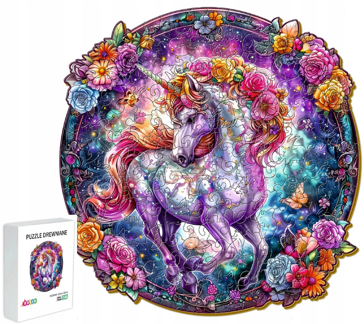 Puzzle Drewniane Dla Dzieci 144 Elementy Jednorożec Prezent Dla Dzieci