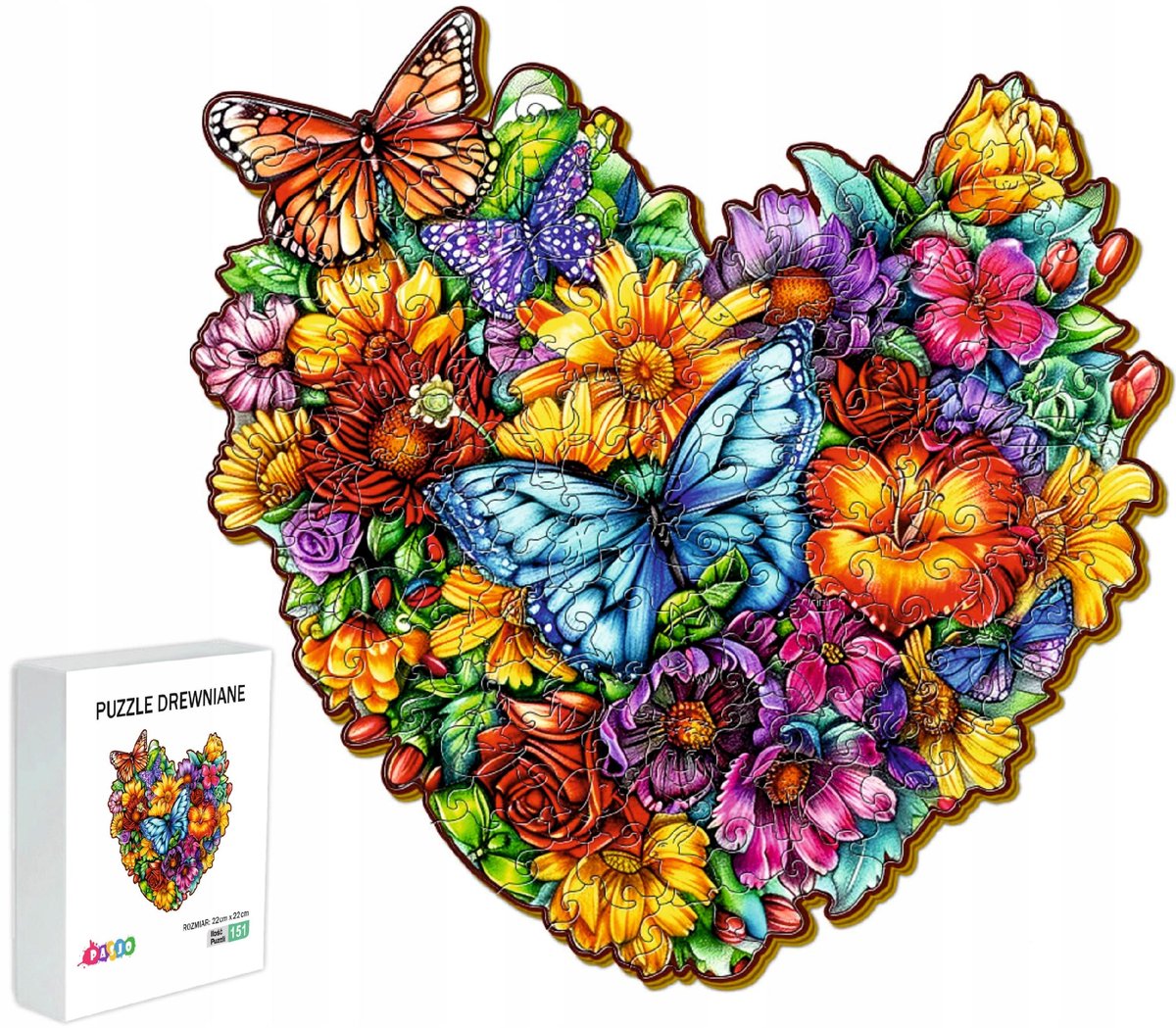 Puzzle Drewniane Dla Dzieci 151 Elementów Serce Kwiatów Prezent Dla Dzieci