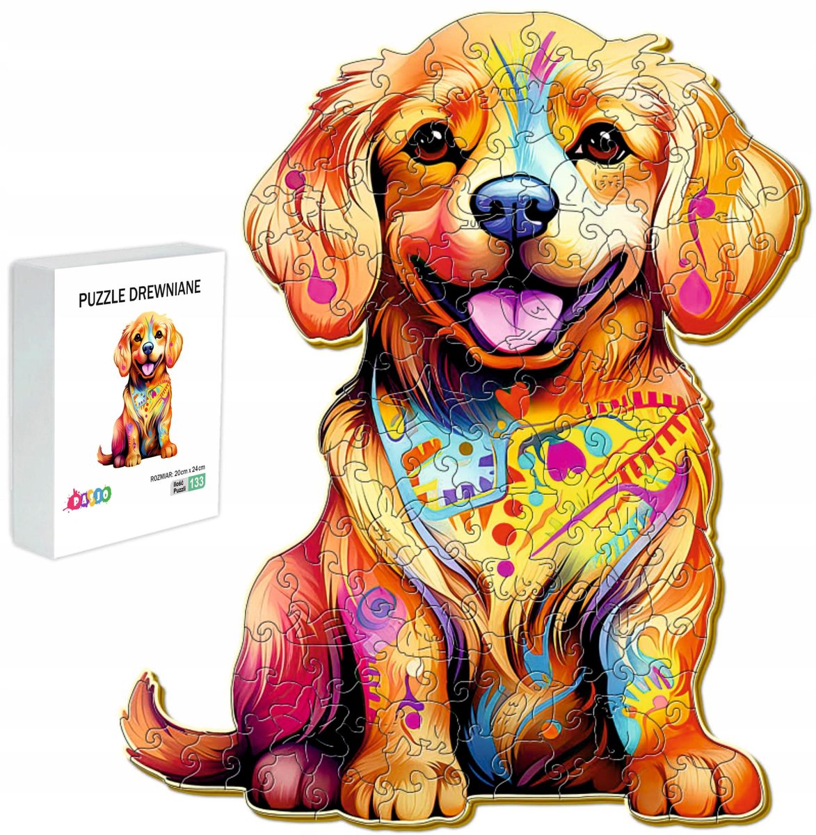 Puzzle Drewniane Dla Dzieci 133 Elementy Słodki Piesek Prezent Dla Dzieci