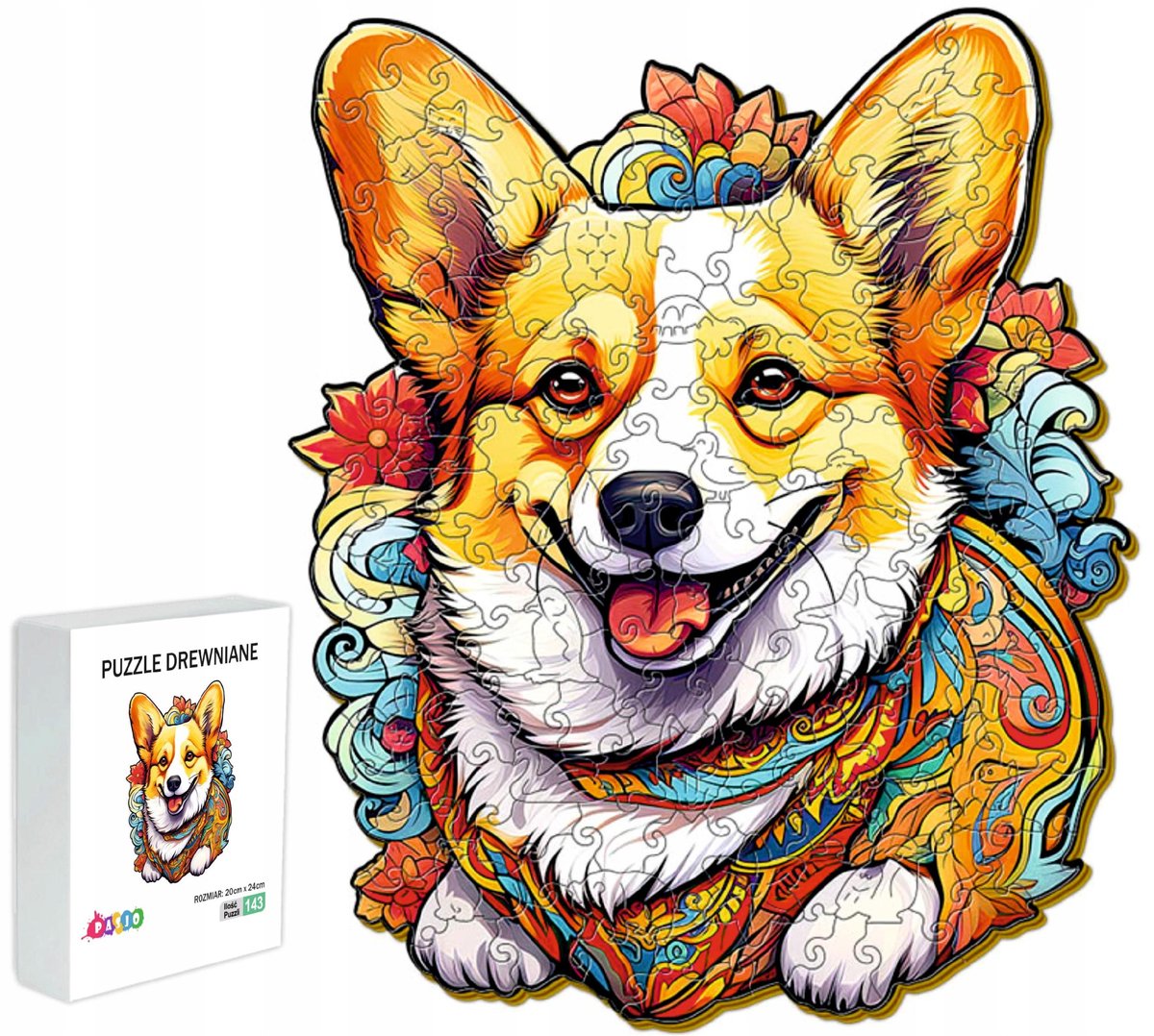 Puzzle Drewniane Dla Dzieci 143 Elementy Welsh Corgi Prezent Dla Dzieci