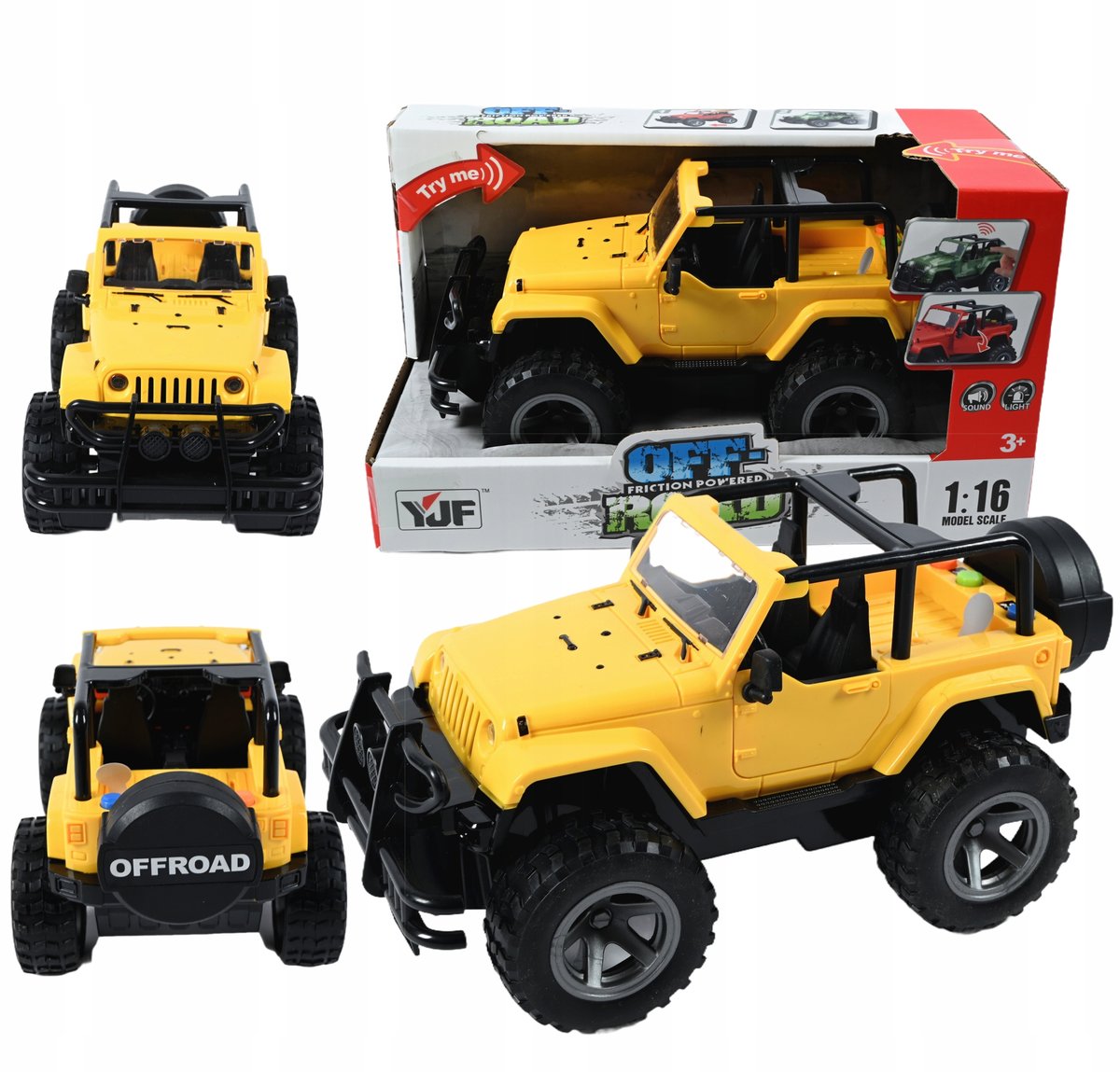 Żółty Samochód Terenowy Off-Road Auto Na Baterie Dźwięk Światło
