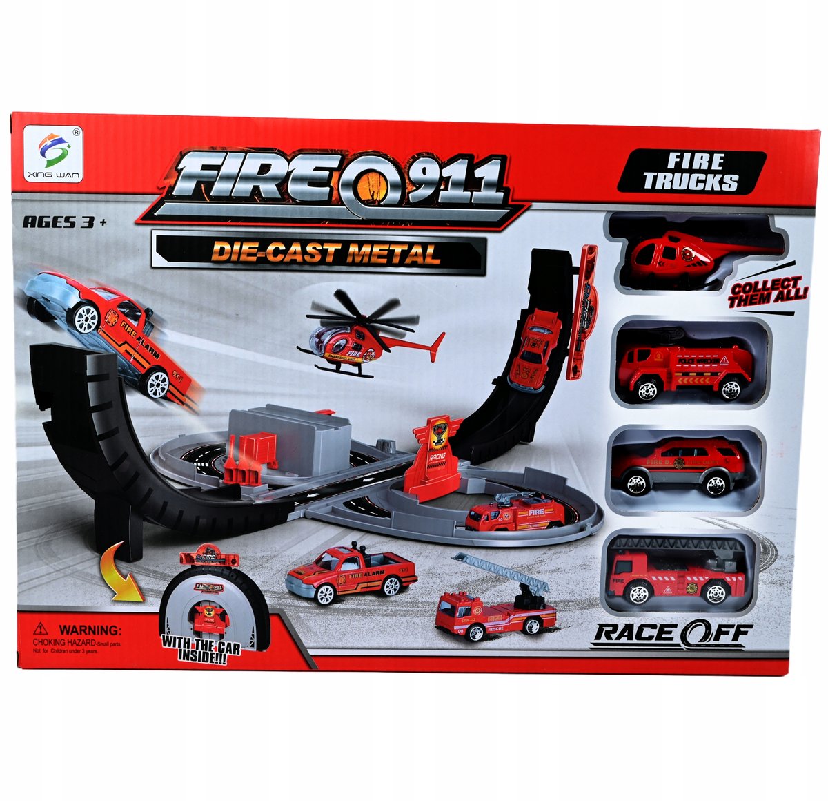 Straż Pożarna Tor Kaskaderski Zestaw Samochodów Strażackich 4Szt