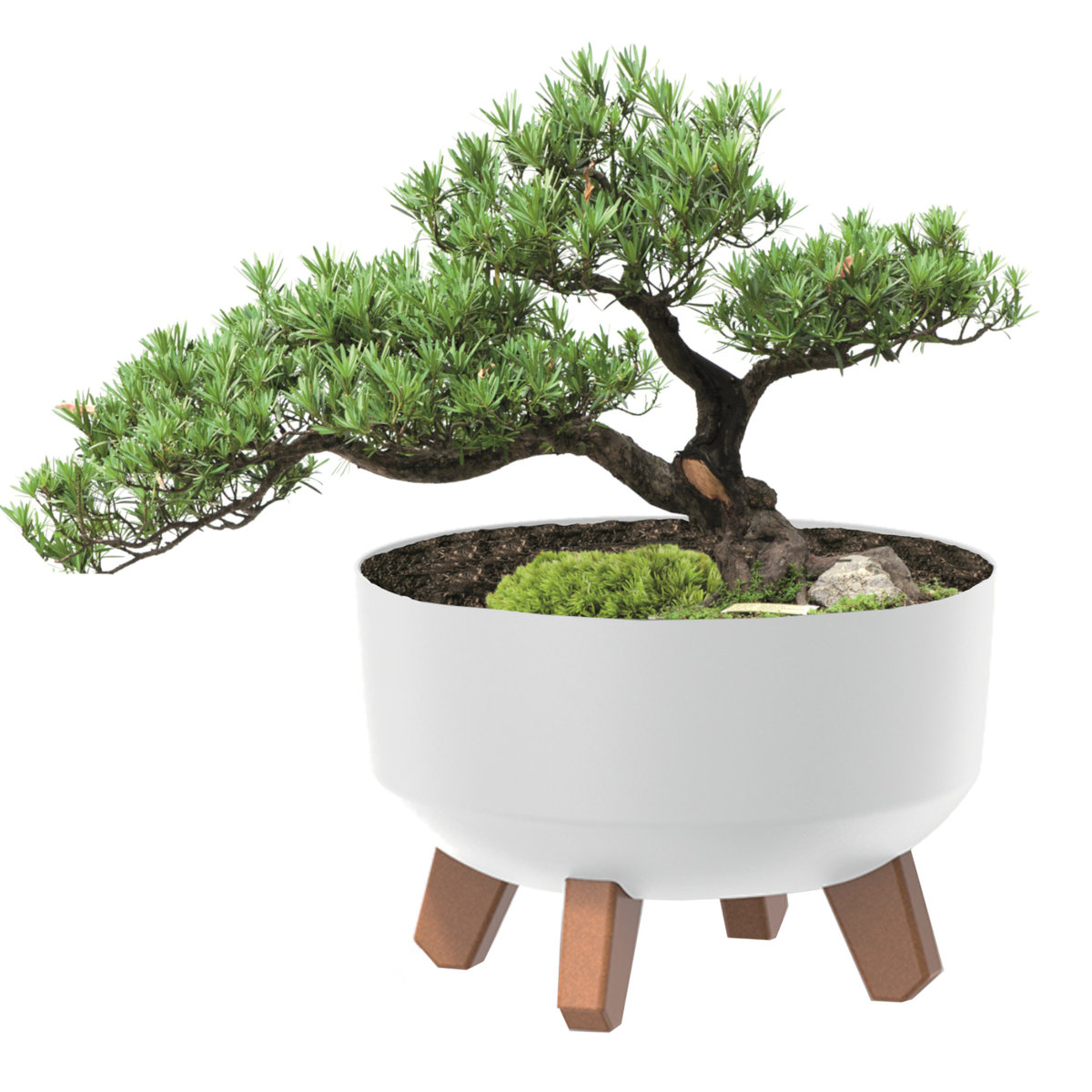 Donica okrągła matowa misa biała 37,9 cm wysokość 19,5 cm o pojemności 14,3 L na nóżkach z wkładką