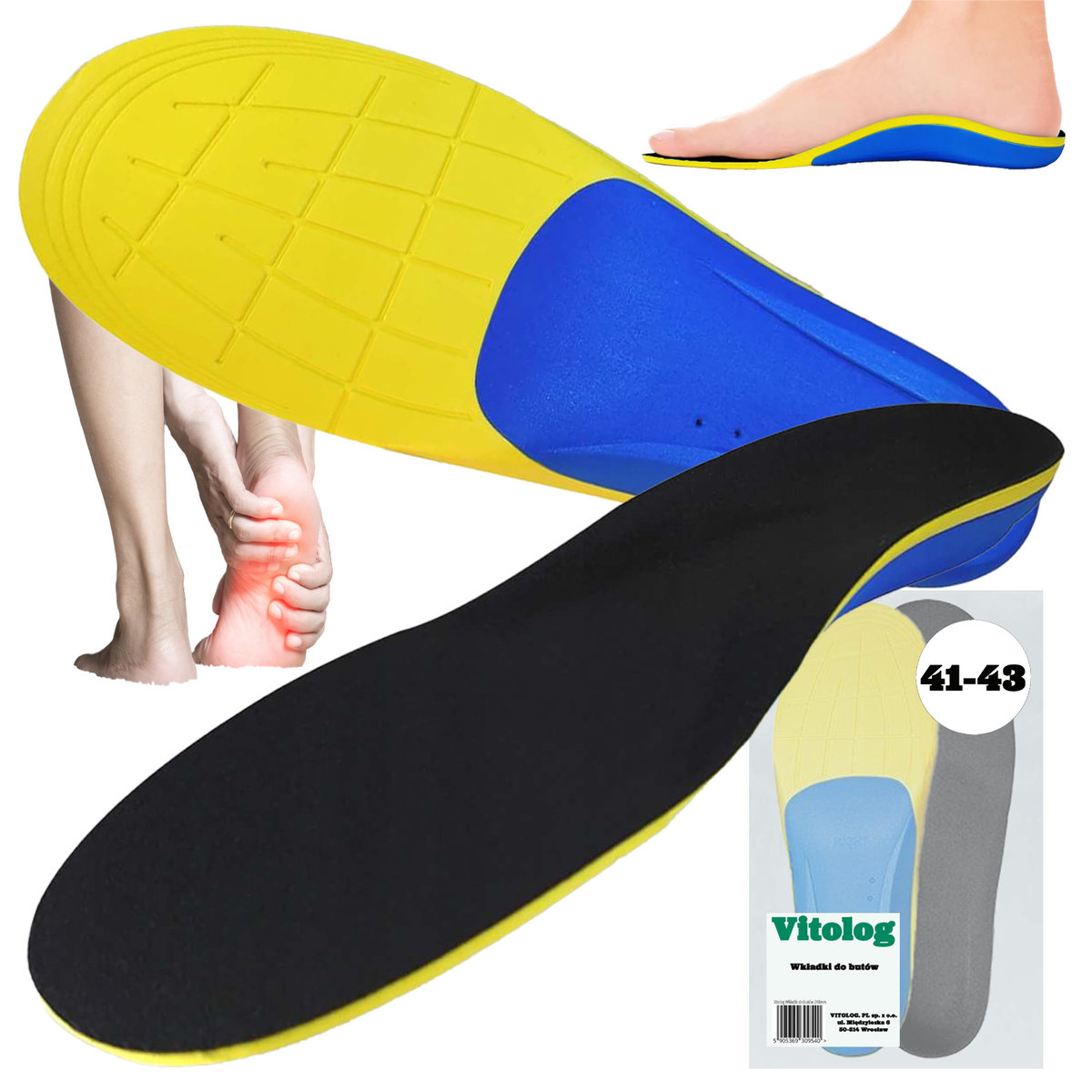 Wkładki do Butów Ortopedyczne Supinujące na Płaskostopie Amortyzujące 41/43