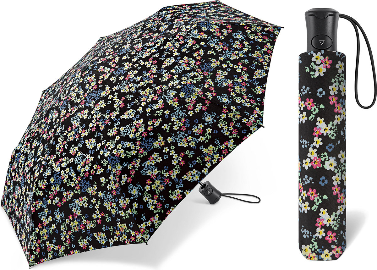 Parasol automatyczny Happy Rain Essentials Mini Milefleurs Czarny