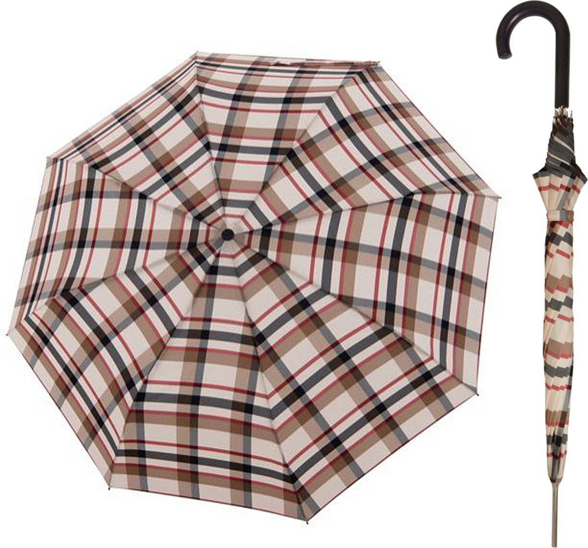 Parasol długi Doppler Carbonsteel Long AC Stick Karo Beige