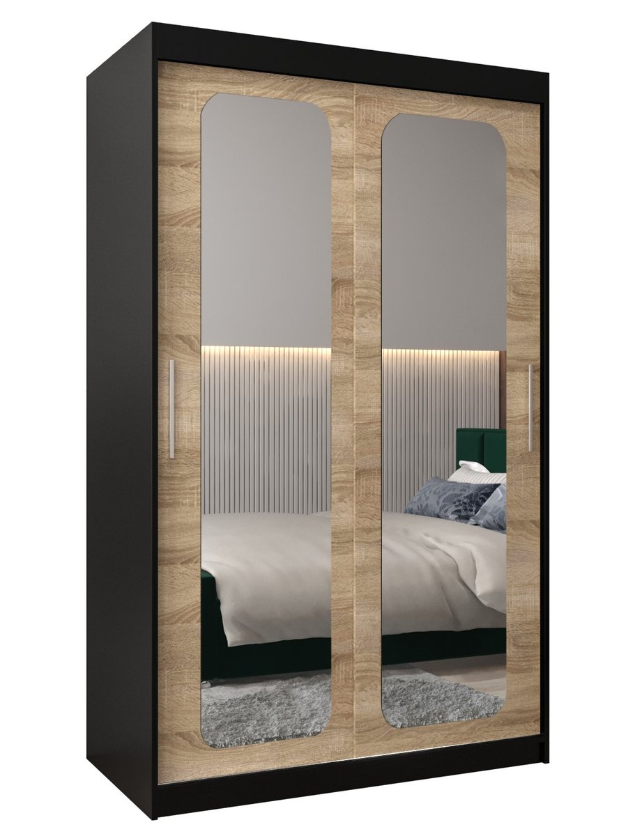 Szafa przesuwna Garderoba PROMO T3 120 gł. 62 czarny/sonoma