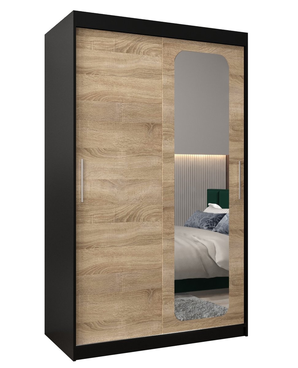 Szafa przesuwna Garderoba PROMO T2 120 gł. 62 czarny/sonoma
