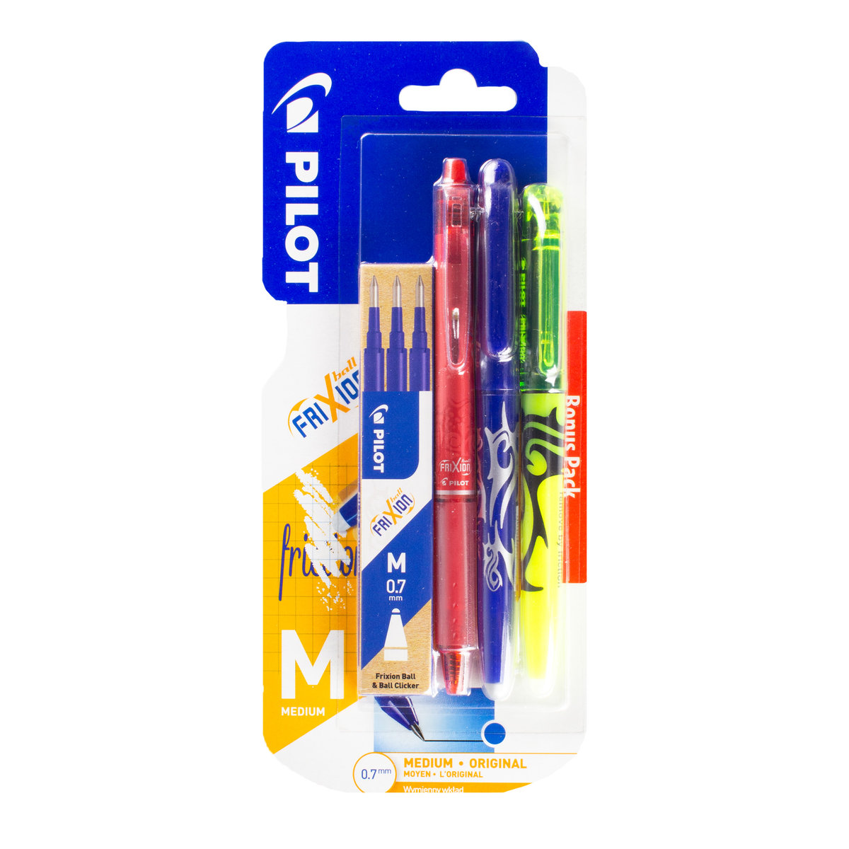 Zestaw PILOT FRIXION + zakreślacz + wkłady
