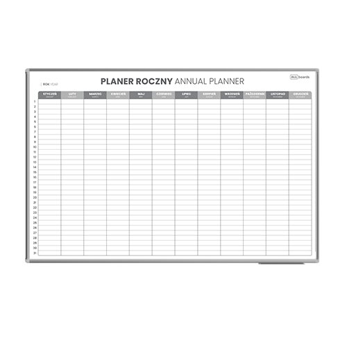 Planer ROCZNY suchościeralny magnetyczny 90x60 cm