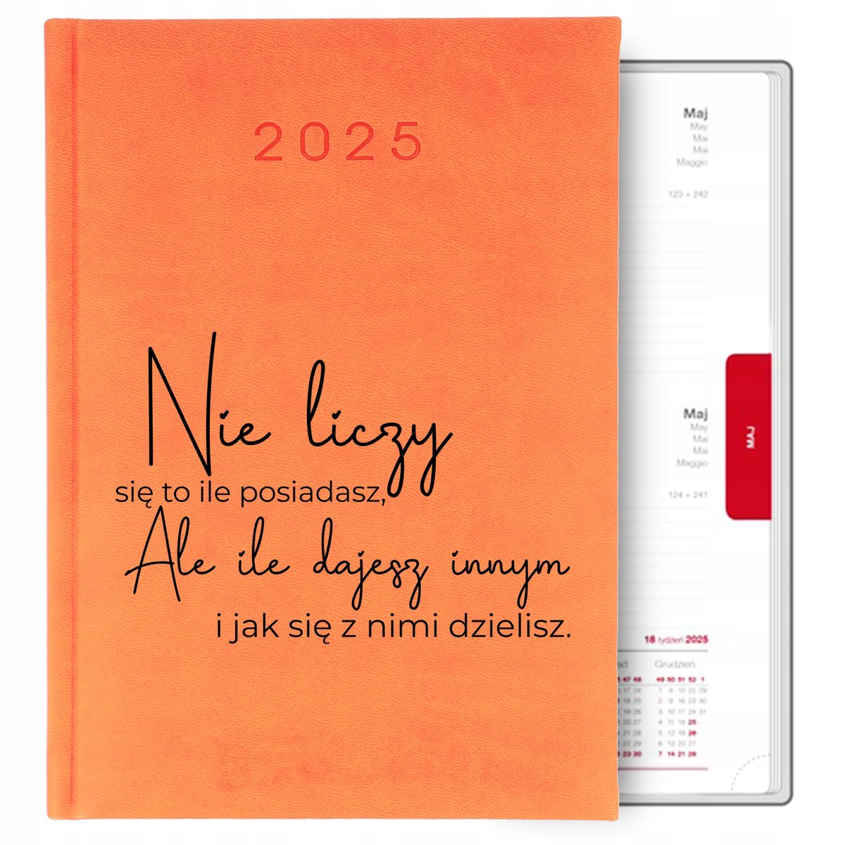 KALENDARZ POMARAŃCZOWY A5 2025 TERMINARZ DZIENNY PREZENT DLA WYCHOWAWCY WZ
