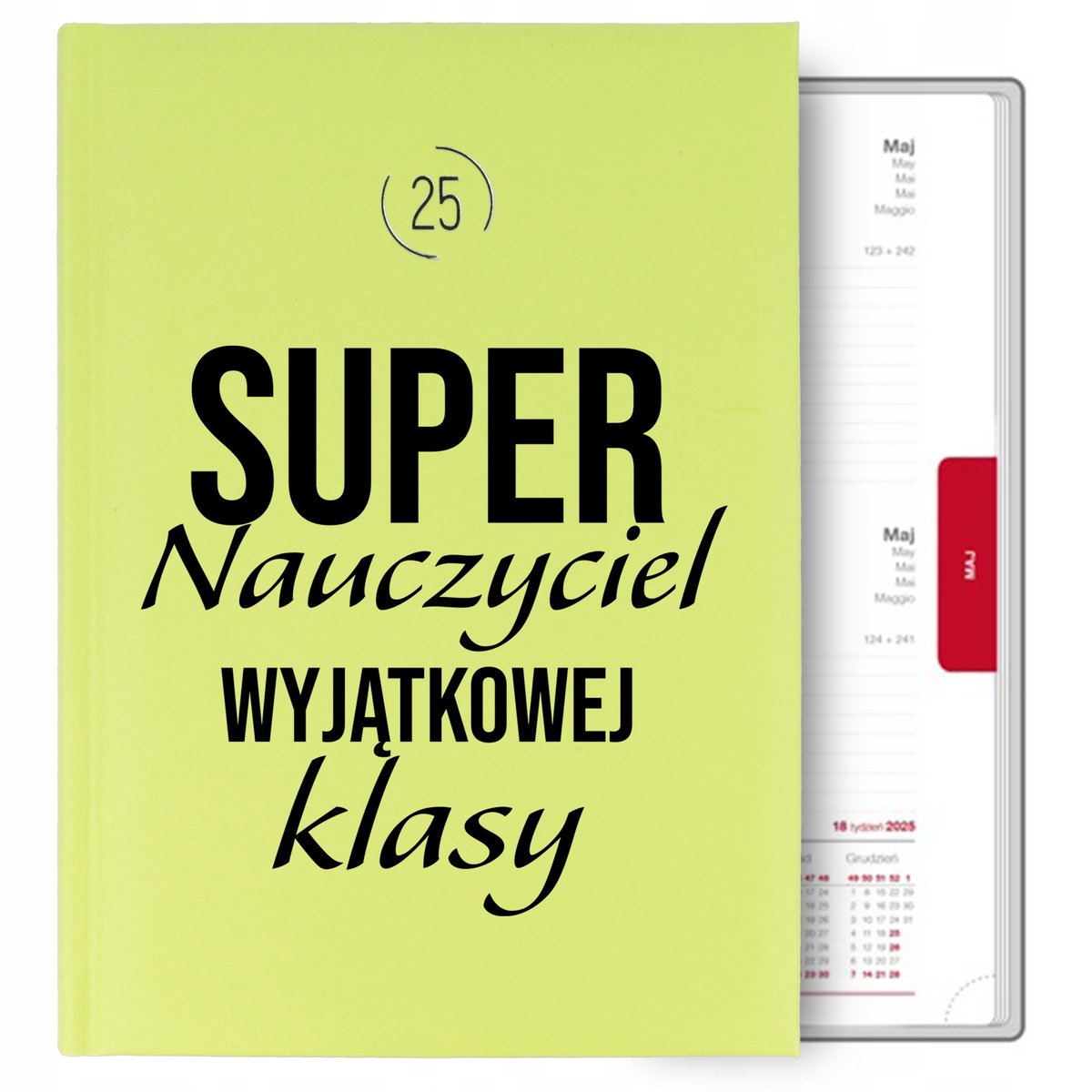 KALENDARZ SELEDYNOWY A5 2025 TERMINARZ DZIENNY PREZENT DZIEŃ NAUCZYCIELA WZ