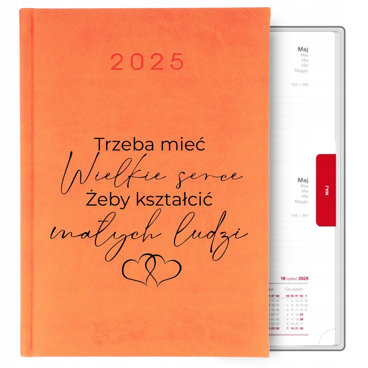 KALENDARZ POMARAŃCZOWY A5 2025 DZIENNY PREZENT DZIEŃ NAUCZYCIELA MIX WZORY