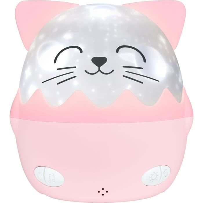 Bezprzewodowa muzyczna lampka nocna - BIGBEN - Cat - projekcja 360°, 13 filmów, 8 melodii, pilot, bateria USB-C
