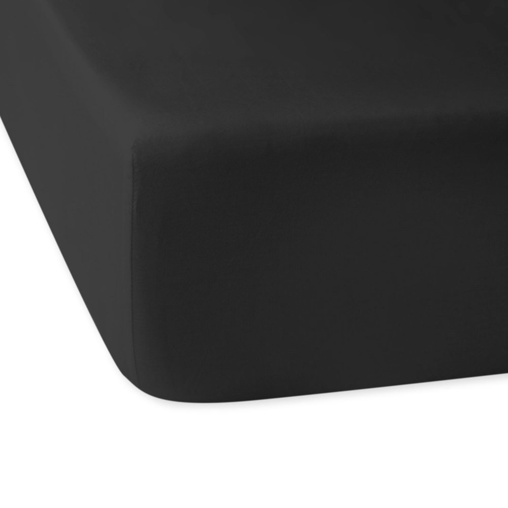 Prześcieradło bawełniane z gumką 120x200 gładka satyna kolor czarny czerń