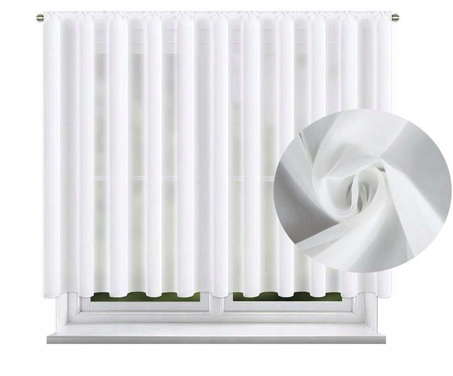 Firanka Gotowa Z Woalu Na Taśmie Firana Gładka Woal Biała 400X150 Cm