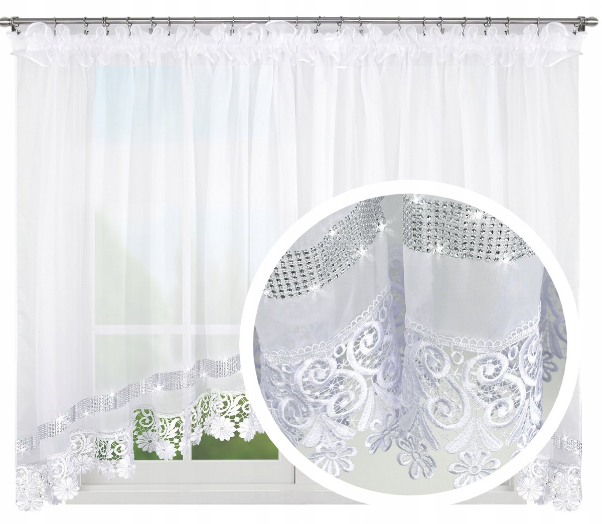 Firana Z Gipiura 500/160 Firany Woal Cyrkonie Łuk