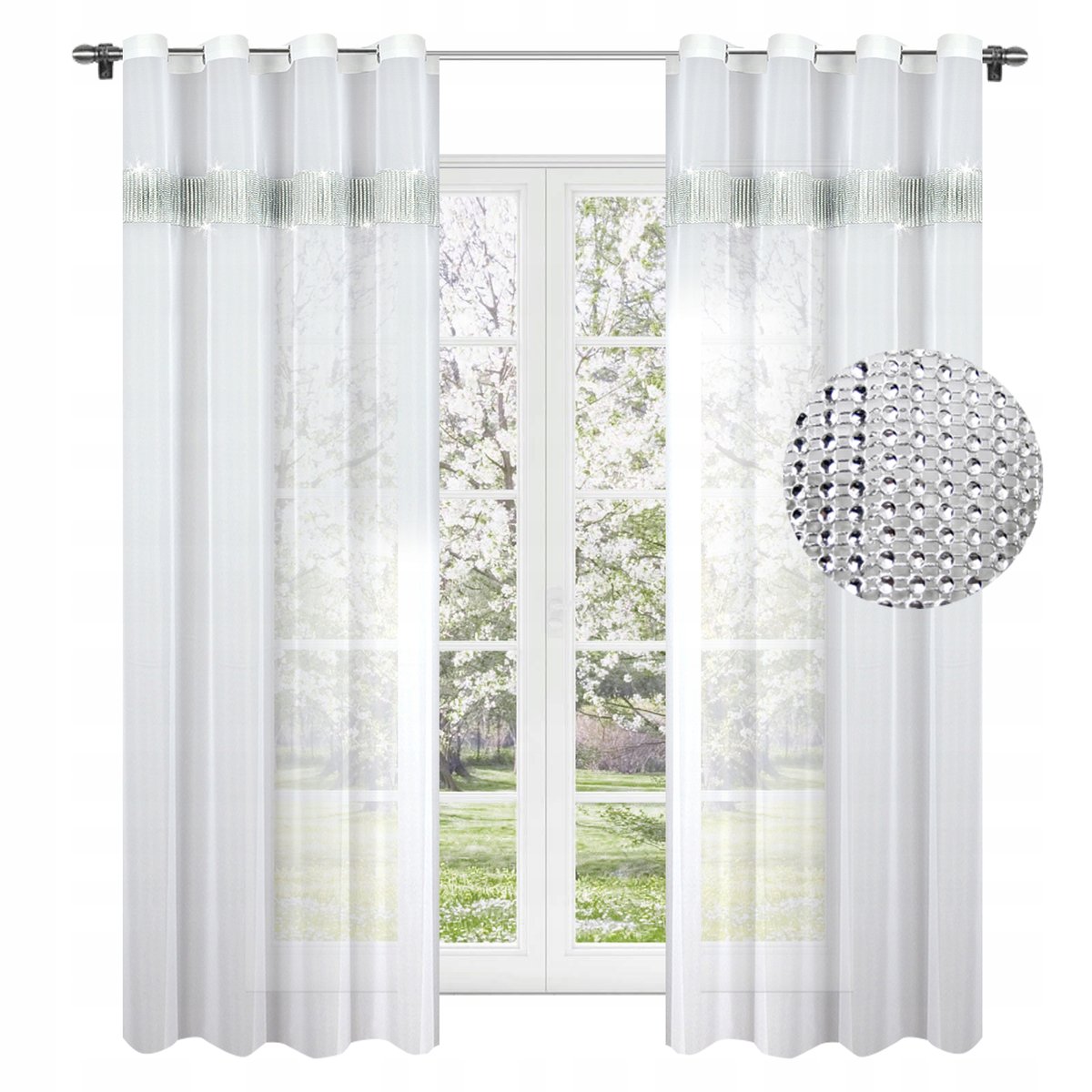 Firana Na Przelotkach 145X250 Woal Cyrkonie Gotowa