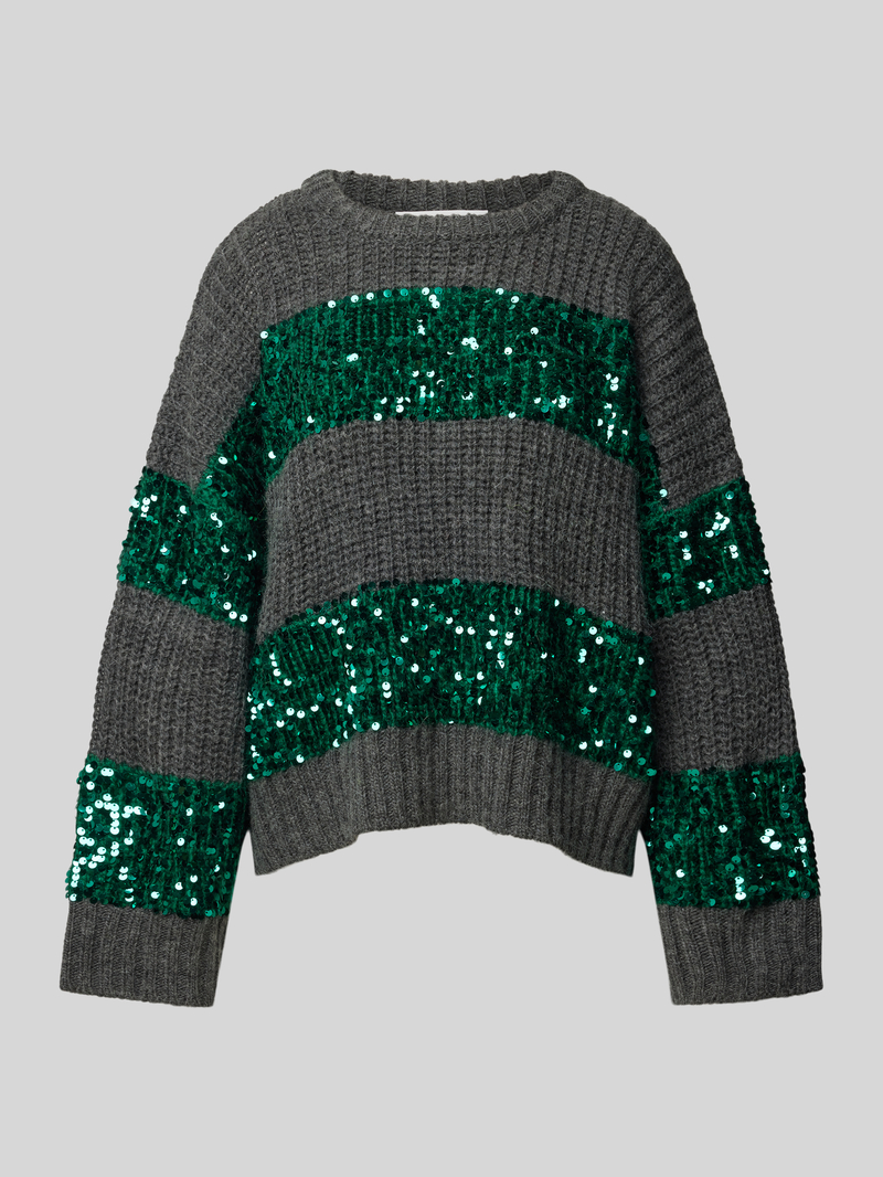 Sweter z dzianiny z cekinowym obszyciem