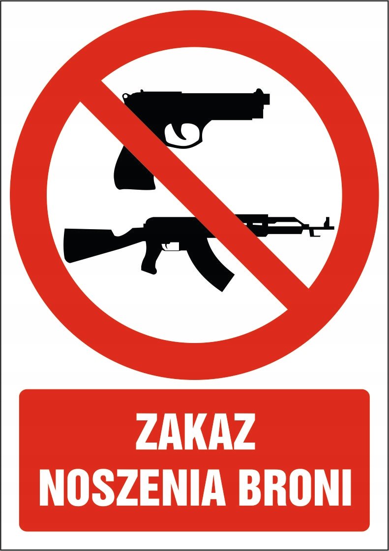 Tabliczka Zakaz noszenia broni 30x42cm PCV 3mm