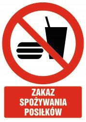 Naklejka Zakaz spożywania posiłków 30x42cm