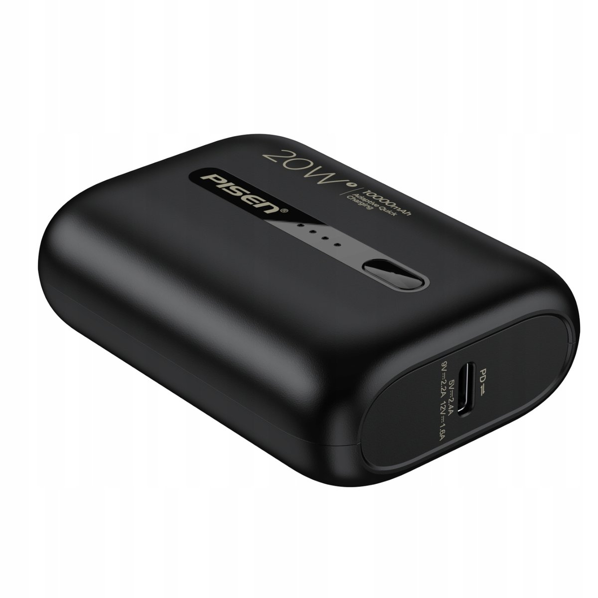 Powerbank Mini Slim 10000 Mah 20W Usb C Pd Qc Czarny Do Iphone + Kabel