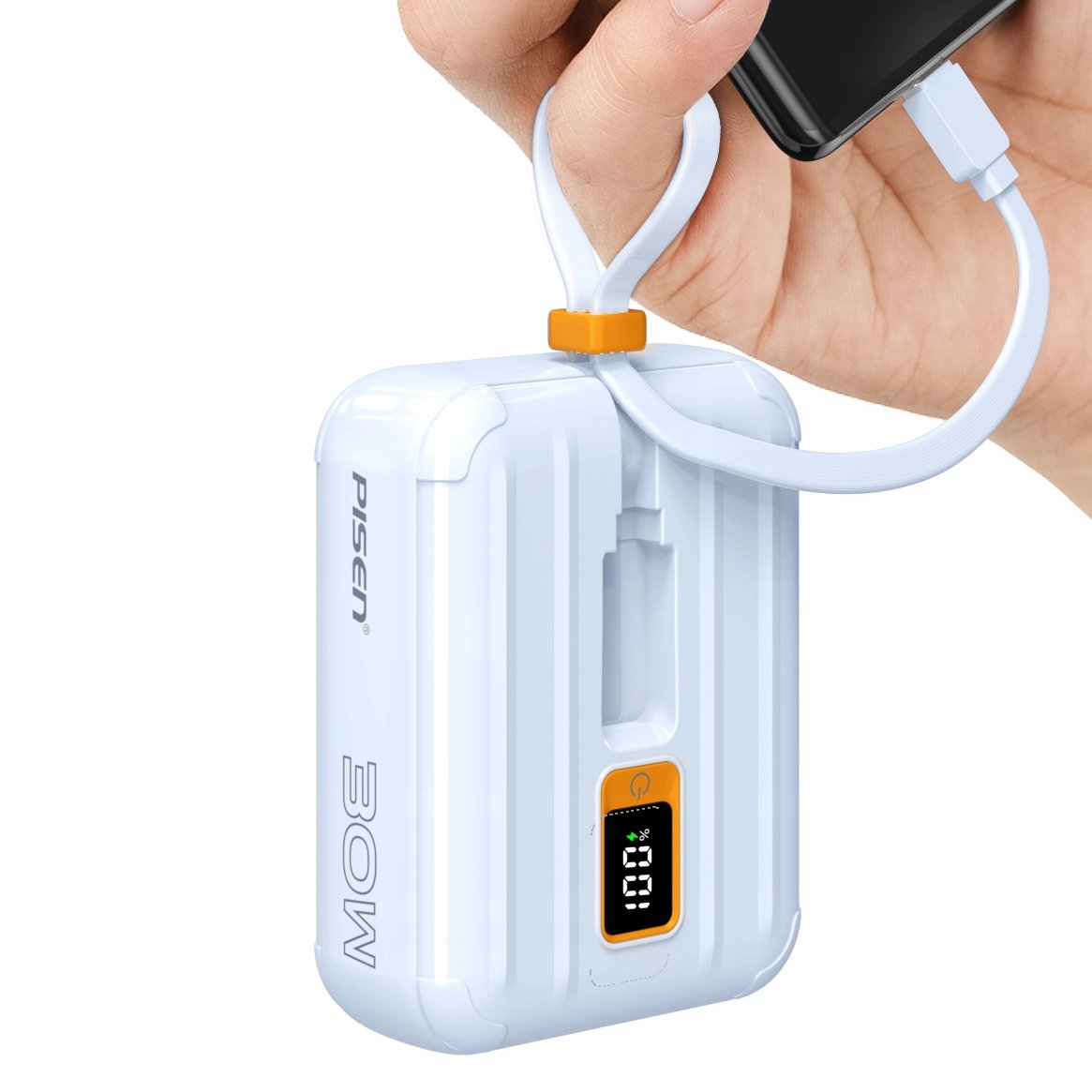 Powerbank 10000 Mah 30W Lightning Usb C 2X Kabel Do Iphone Apple Niebieski
