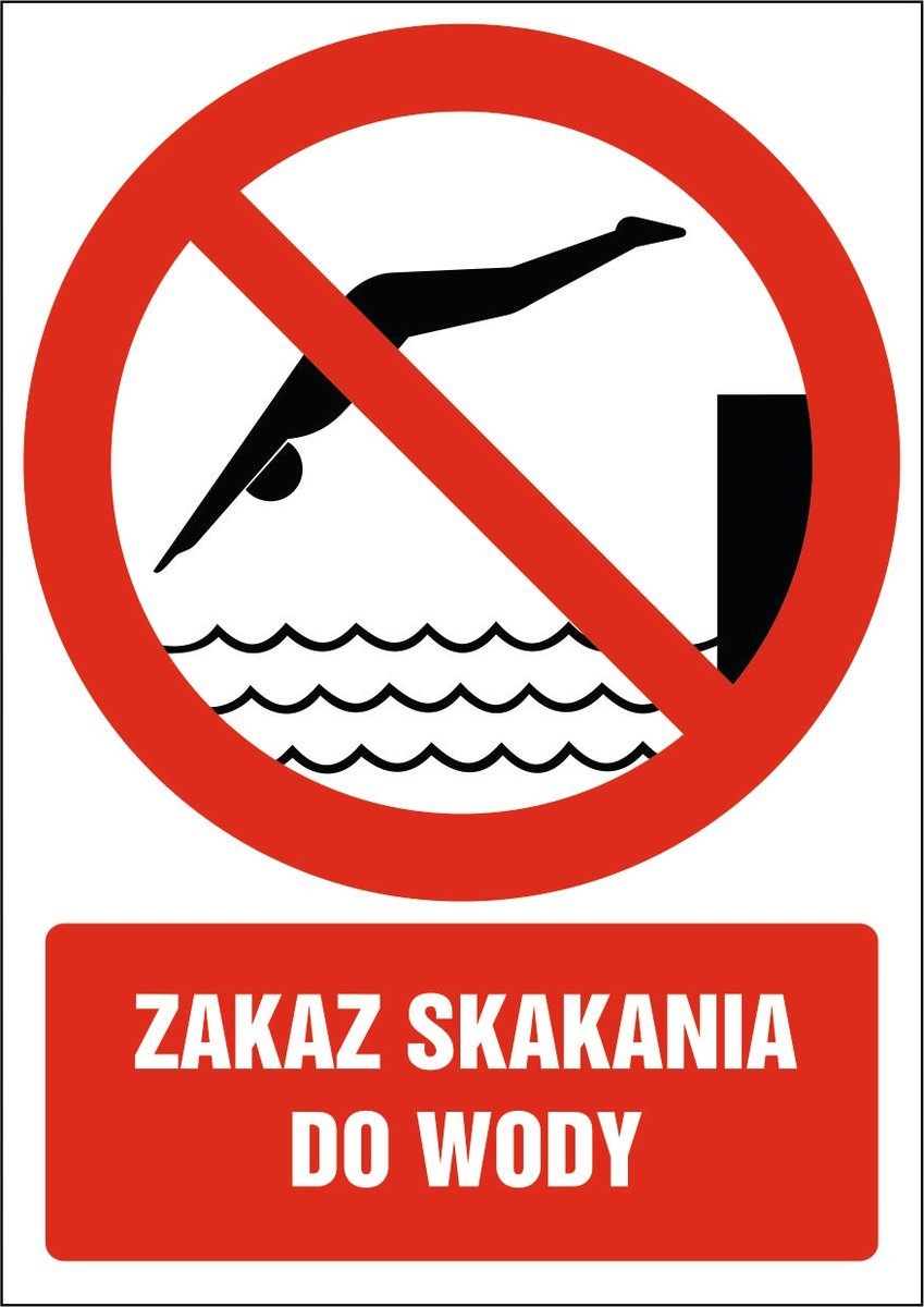 Tabliczka Zakaz skakania do wody 30x42cm PCV 3mm