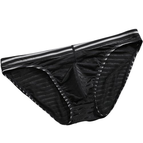Sexowne Przeźroczyste Męskie Slipy w Paski - 3XL