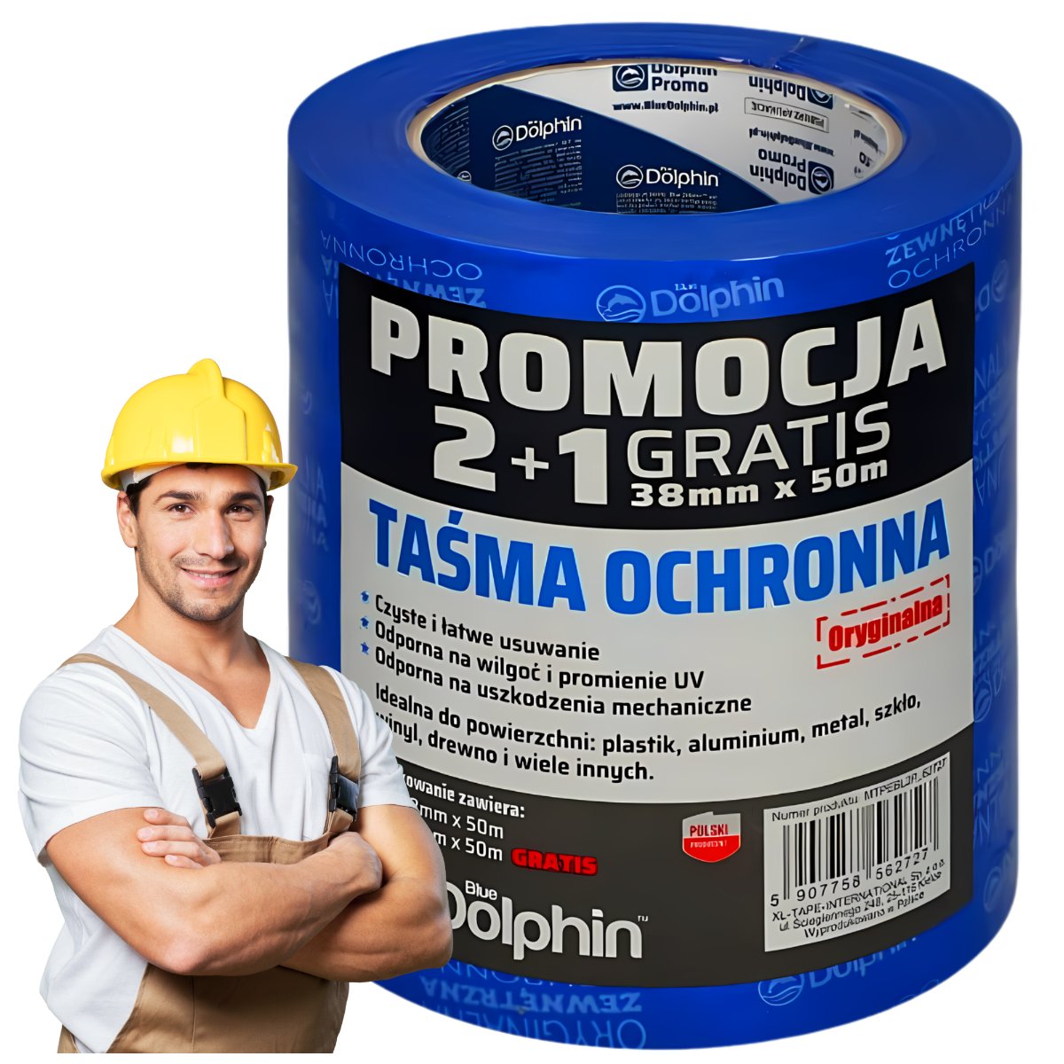 Blue Dolphin Taśma malarska ZESTAW 2szt. PCV ZEWNĘTRZNA 48mm x 50m