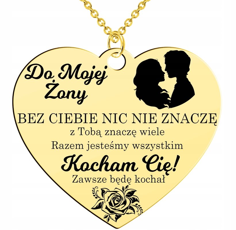 ZŁOTE SERCE NASZYJNIK PREZENT DLA ŻONY Z GRAWEREM