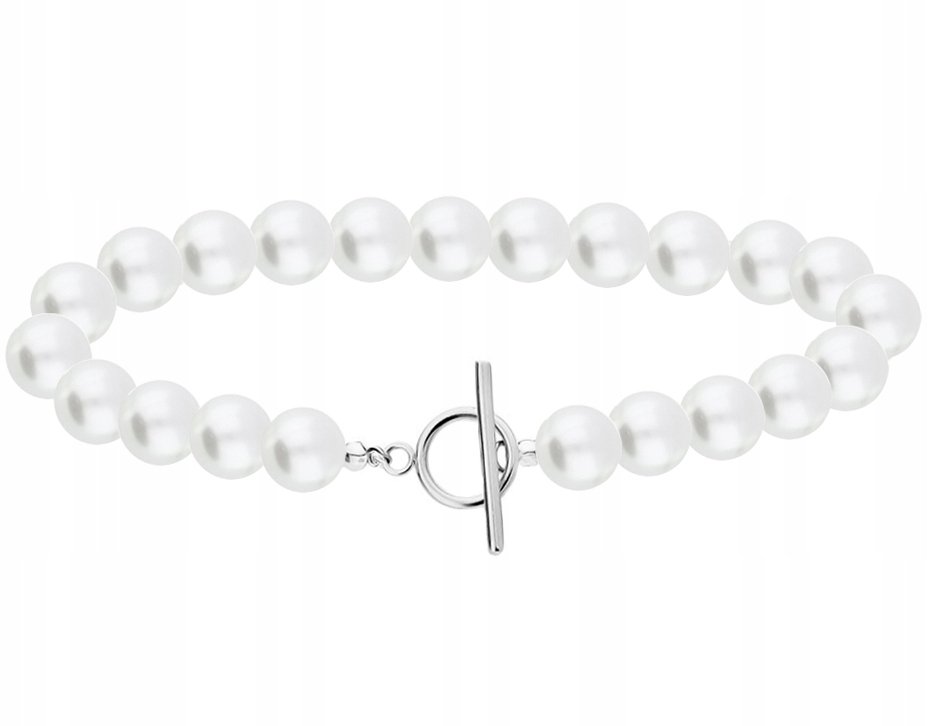 SREBRNY NASZYJNIK PEREŁKI TOGGLE CHOKER 925 45cm