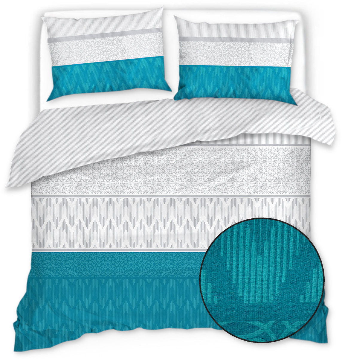 Pościel Z Mikrofibry Turkusowo-Biała 200X220 20789