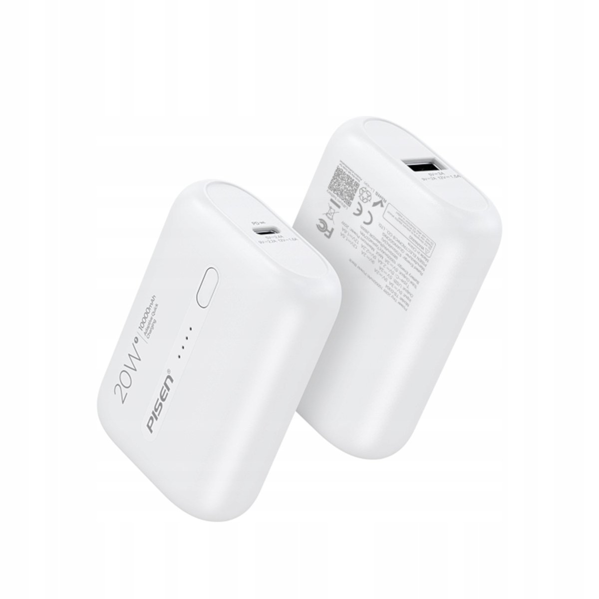 Powerbank Mini Slim 10000 Mah 20W Usb C Pd Qc Biały Do Iphone Apple + Kabel