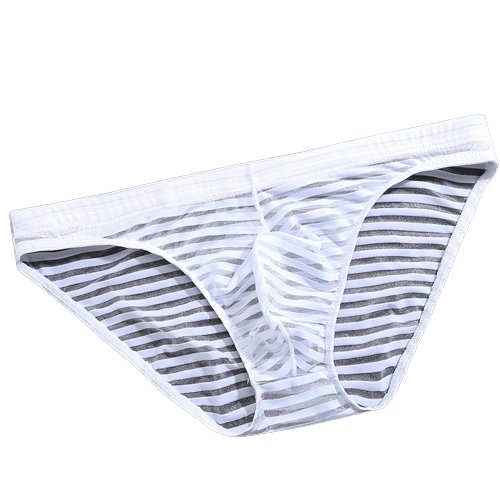 Sexowne Przeźroczyste Męskie Slipy w Paski - XL
