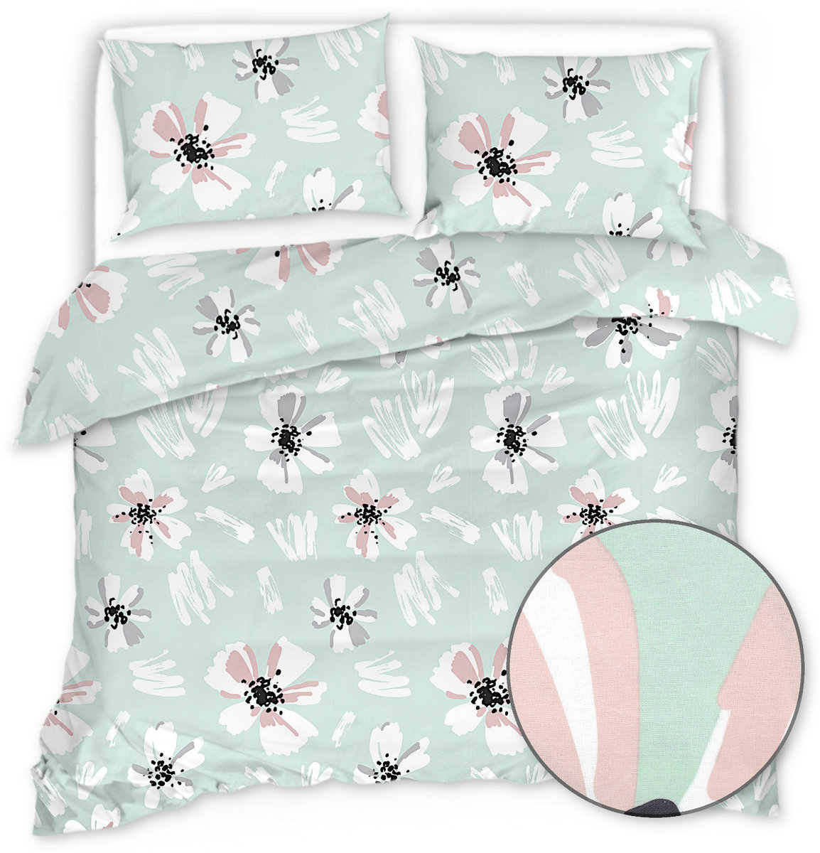 Pościel Z Mikrofibry 200X220 Pastelowe Kwiaty 20778