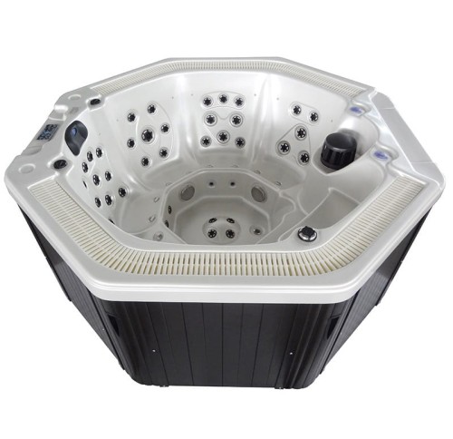 HYDROSAN - Wanna SPA Jacuzzi ogrodowe z hydromasażem 7-osobowa 220x220 cm BIAŁA PERŁA OBUDOWA ANTRACYT SPA107