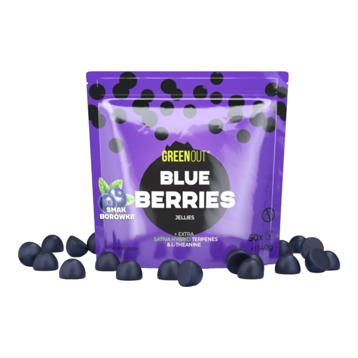 Żelki konopne Green Out Blue Berries Jellies 140g