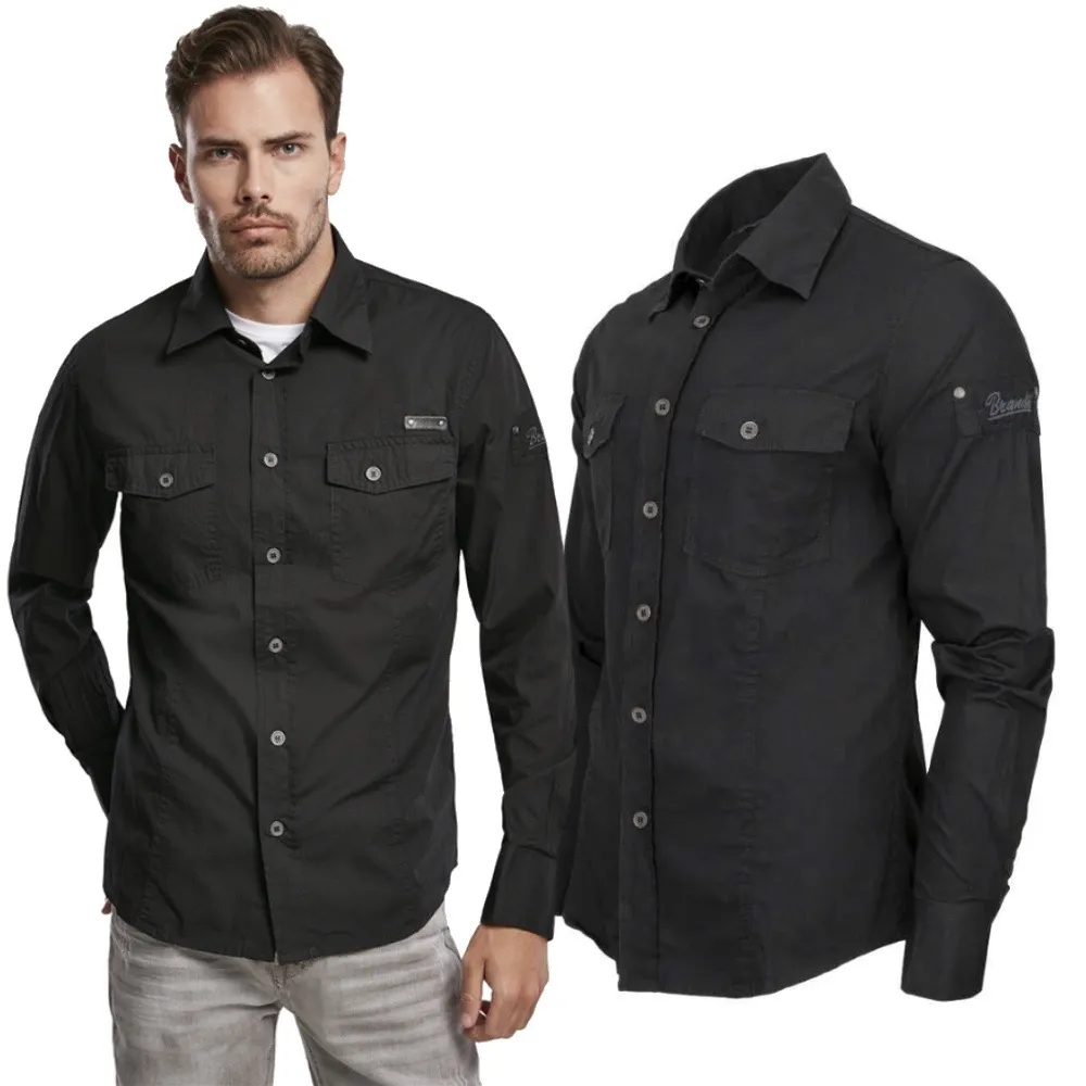 Koszula z długim rękawem BRANDIT SlimFit Shirt - Czarna L