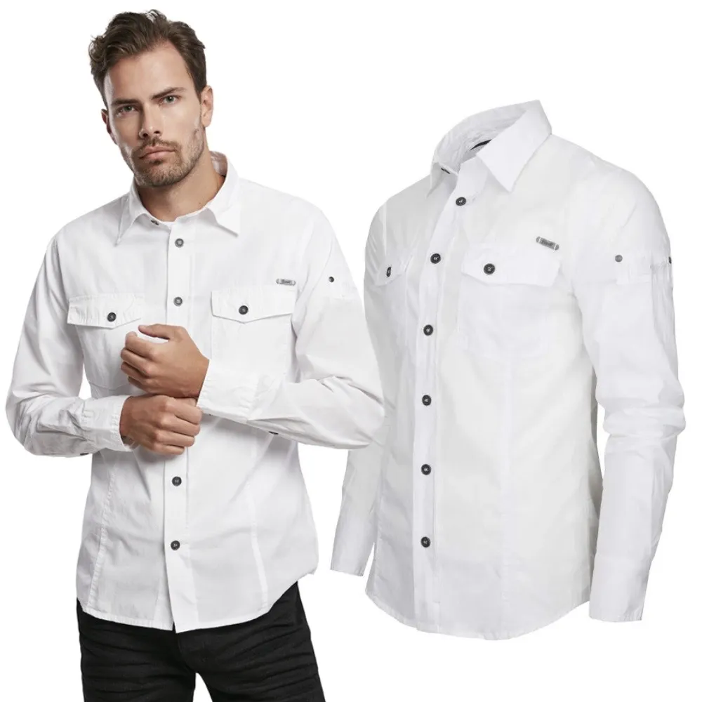 Koszula z długim rękawem BRANDIT SlimFit Shirt - Biała M