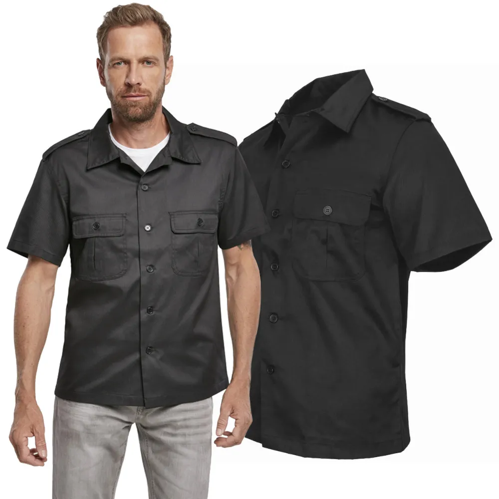 Koszula z krótkim rękawem BRANDIT US Hemd 1/2 Arm - Czarna 3XL