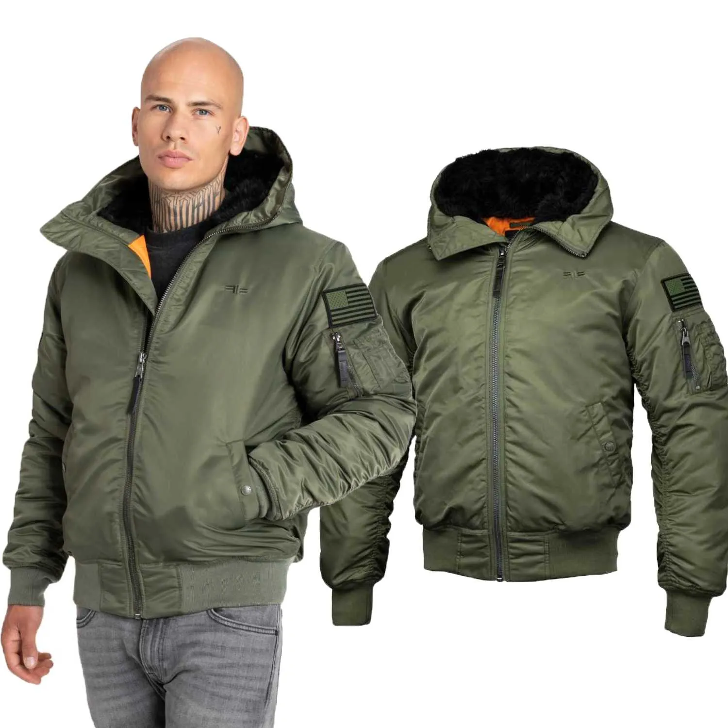 Kurtka zimowa z kapturem Pit Bull Encino '24 - Oliwkowa 3XL
