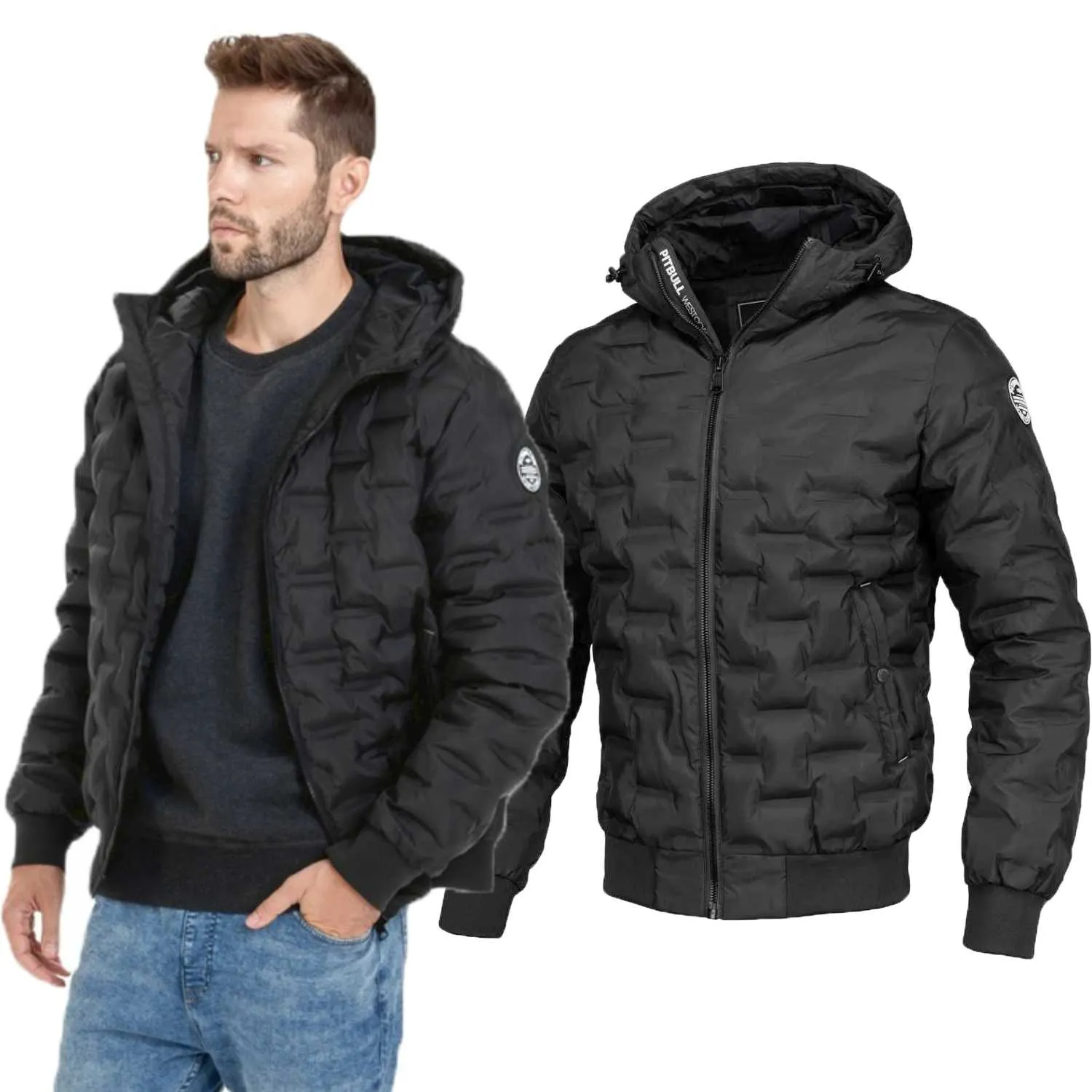 Kurtka zimowa z kapturem Pit Bull Carver '24 - Czarna 3XL