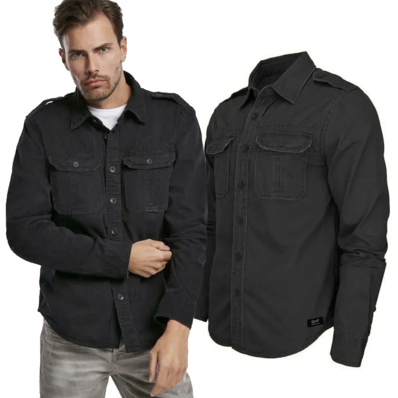 Koszula z długim rękawem BRANDIT Vintage Shirt - Czarna L