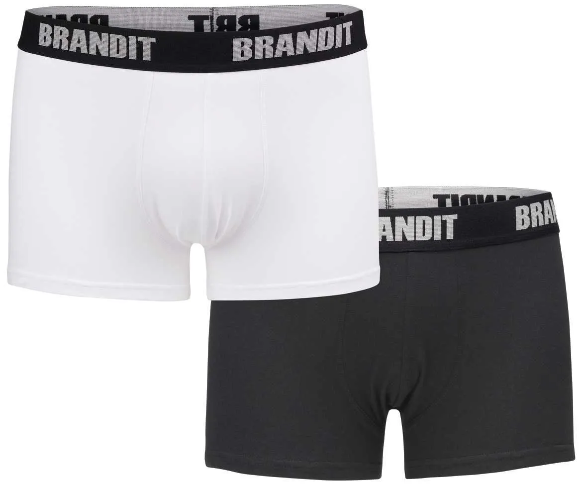 Bokserki Brandit Logo Białe-Czarne XL