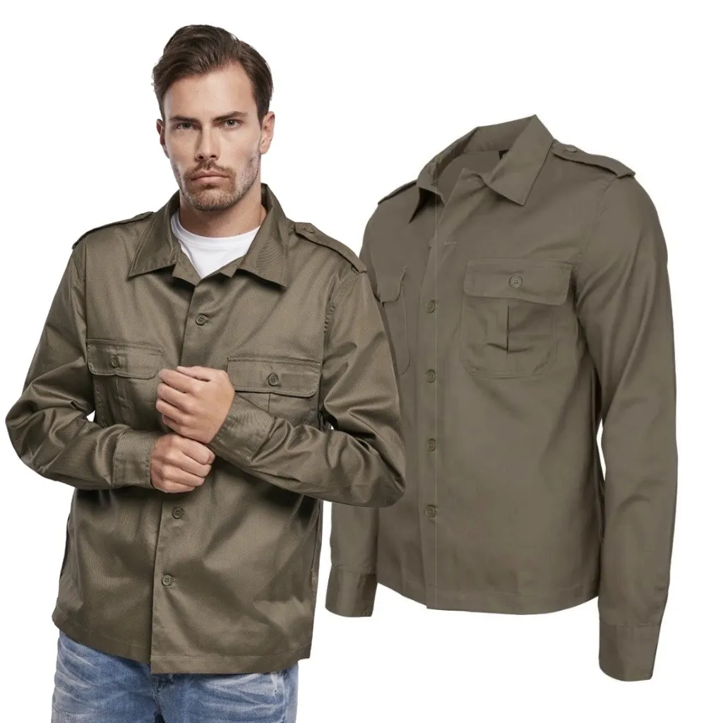 Koszula z długim rękawem BRANDIT US Shirt - Olive M
