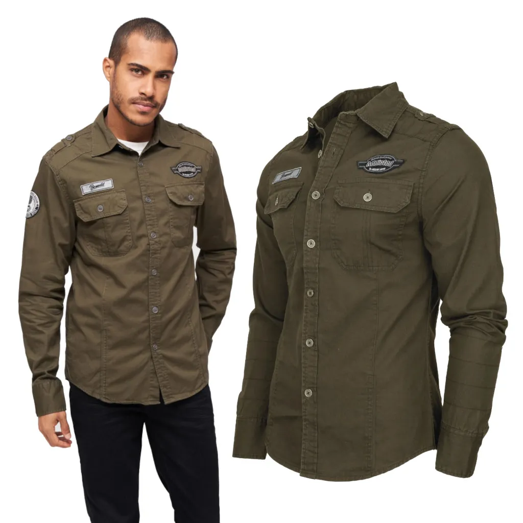 Koszula z długim rękawem BRANDIT Luis Vintageshirt olive L