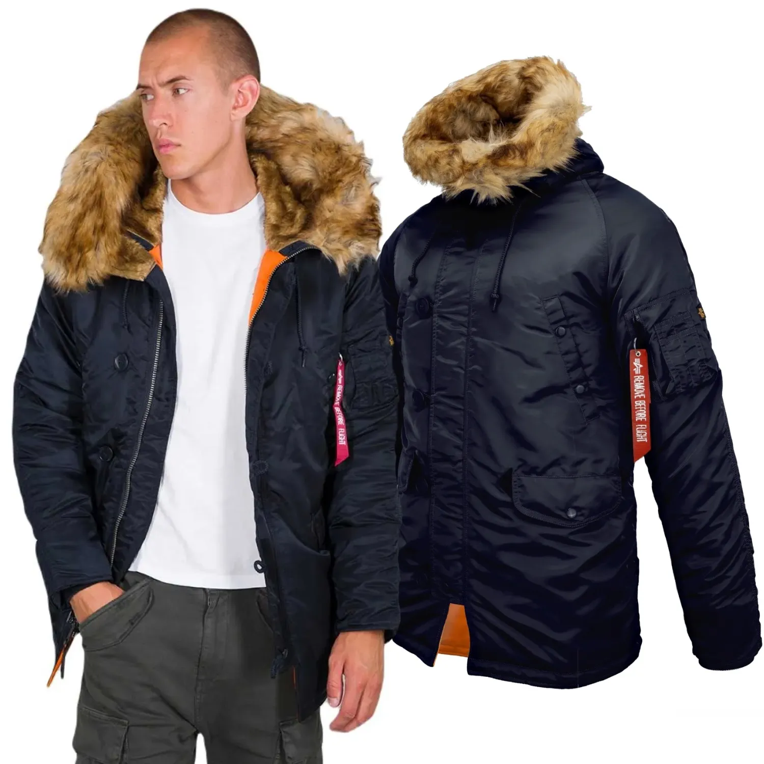 Kurtka z kapturem Alpha Industries N3B VF 59 103141 07 - Granatowa XL