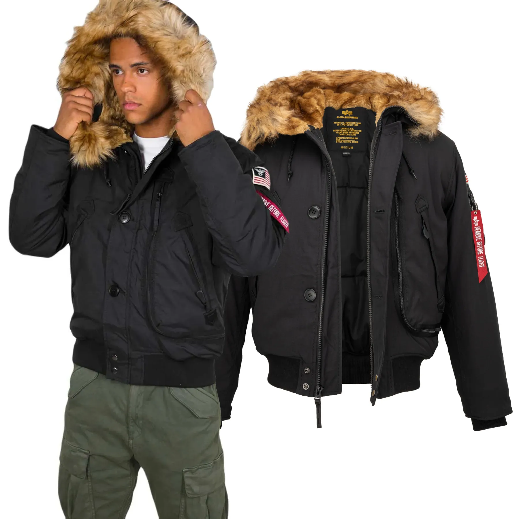 Kurtka z kapturem Alpha Industries Polar Jacket SV 133141 03 - Czarna 3XL